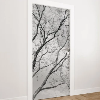 Door film treetops in the sky - Self-adhesive door decoration 
