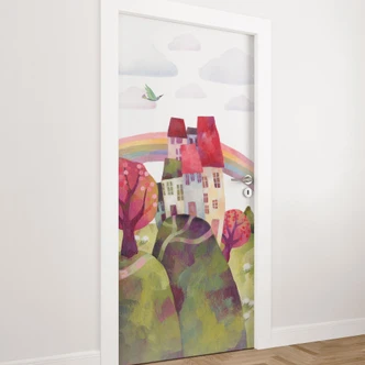 Door film for children's room - The village church - Blanz - Self-adhesive door decoration Door film for children's room - The village church - Blanz - Self-adhesive door decoration