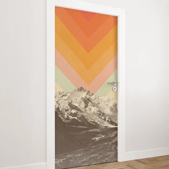 Retro mountain landscape door film - Bodart - Self-adhesive door decoration Retro mountain landscape door film - Bodart - Self-adhesive door decoration