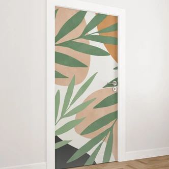 Door foil Abstract branches in tropical look - Costa - Self-adhesive door decoration Door foil Abstract branches in tropical look - Costa - Self-adhesive door decoration