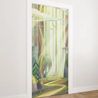 Door film for children's room - Enchanted forest in the light - DigitalArtsi - Selbstklebende Türdeko Door film for children's room - Enchanted forest in the light - DigitalArtsi - Selbstklebende Türdeko