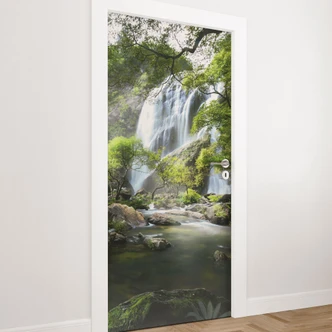Door film waterfall in the forest - Photo - Self-adhesive door decoration Door film waterfall in the forest - Photo - Self-adhesive door decoration
