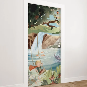 Door film for children's room - Swings in nature - Oasis for children - Goed Blauw - Self-adhesive door decoration Door film for children's room - Swings in nature - Oasis for children - Goed Blauw - Self-adhesive door decoration
