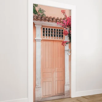 Door foil Peach-colored facade in South America - Hugonnard - Self-adhesive door decoration Door foil Peach-colored facade in South America - Hugonnard - Self-adhesive door decoration
