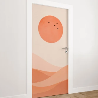 Door foil Harmonious landscape orange - Kubistika - Self-adhesive door decoration Door foil Harmonious landscape orange - Kubistika - Self-adhesive door decoration