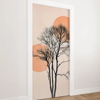 Sun and moon door foil in orange - Kubistika - Self-adhesive door decoration Sun and moon door foil in orange - Kubistika - Self-adhesive door decoration