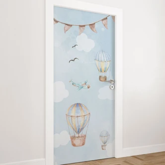 Door film children's room - Hot air balloons day - Kvilis - Self-adhesive door decoration Door film children's room - Hot air balloons day - Kvilis - Self-adhesive door decoration