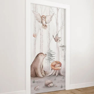Door film for children's room - Cute animals in the forest - Kvilis - Self-adhesive door decoration Door film for children's room - Cute animals in the forest - Kvilis - Self-adhesive door decoration