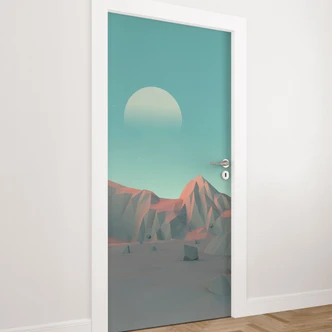 Door film low poly mountains Door film low poly mountains