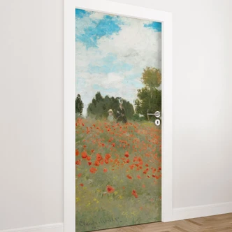 Door foil Poppy field near Argenteuil - Monet - Self-adhesive door decoration 