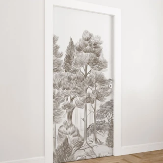 Deurfilm bos met boslandschap in beige - Ms Tiff 