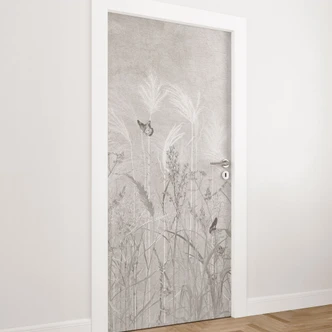 Deurfolie wilde bloemenweide met vlinders in Scandinavisch design - Ms Tiff 
