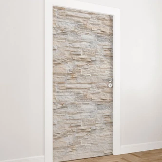 Door foil in stone look - Natural stone wall - Self-adhesive door decoration 