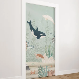 Door film for children's room - Sea animals deep in the ocean - Oliver Robins - Self-adhesive door decoration Door film for children's room - Sea animals deep in the ocean - Oliver Robins - Self-adhesive door decoration