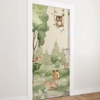 Door film for children's room - Cute animals in the heart of the forest - Oliver Robins - Self-adhesive door decoration Door film for children's room - Cute animals in the heart of the forest - Oliver Robins - Self-adhesive door decoration