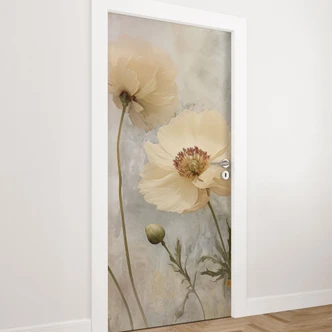Floral door film in warm pastel shades - Paksoylu - Self-adhesive door decoration Floral door film in warm pastel shades - Paksoylu - Self-adhesive door decoration