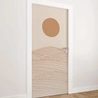 Sunrise over the abstract desert - Playell - Self-adhesive door decoration Sunrise over the abstract desert - Playell - Self-adhesive door decoration