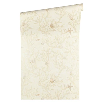 Versace tapet Fleecetapet Les Etoiles de la Mer tapet maritim beige, guld, creme Versace tapet Fleecetapet Les Etoiles de la Mer tapet maritim beige, guld, creme