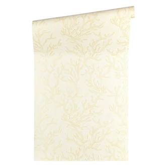Versace wallpaper Vliestapete Les Etoiles de la Mer Tapete maritim beige, gold, creme 