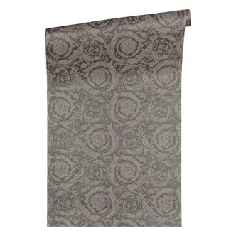 Versace wallpaper non-woven wallpaper Barocco Flowers brown, grey, metallic Versace wallpaper non-woven wallpaper Barocco Flowers brown, grey, metallic