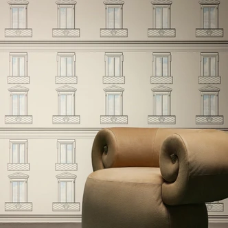 Versace non-woven wallpaper Palazzo No 12 window facade beige gray neo classic 