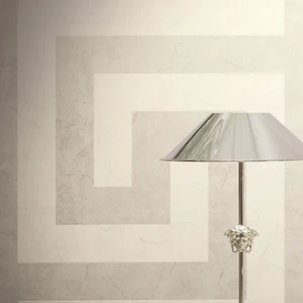 Versace non-woven wallpaper Greek meander graphic gray marble look modern luxurious 
