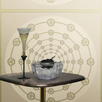 Carta da parati in tessuto non tessuto Versace I Love Baroque Medusa Circles Grigio Verde elegante 