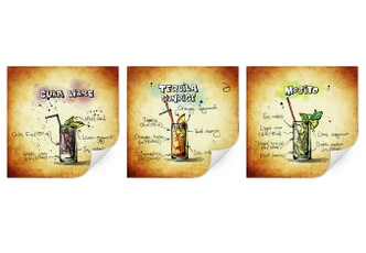 Wallprint Longdrinks Set 01 (3-teilig) 