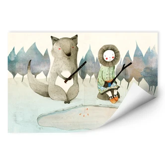 Wallprint Loske - Das kleine Inuitmädchen und der Wolf 