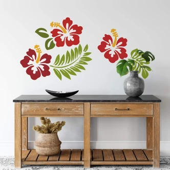 Wandtattoo Hibiskusblüten - rot 