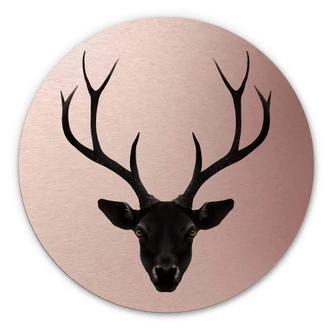 Wandcirkel Alu-Dibond - Ireland - Black Deer - koper effect 