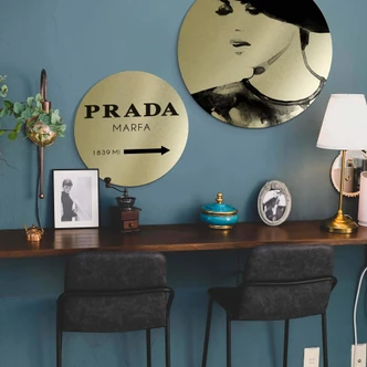 Alu-Dibond Wall Circle Set Gold Effect - Prada Marfa 