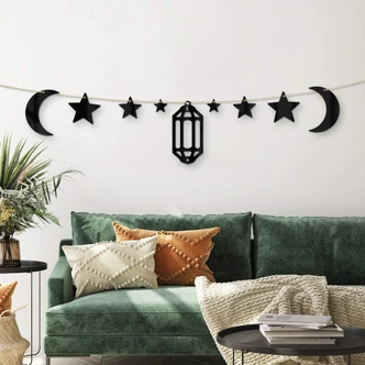 Wanddecoratie Ramadan Set - Maan, Sterren, Lantaarn 