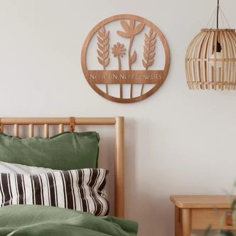 Decoro in legno - No rain no flowers 