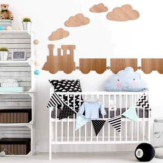 Houten Wanddecoratie Mahoniefineer Treinspoor 