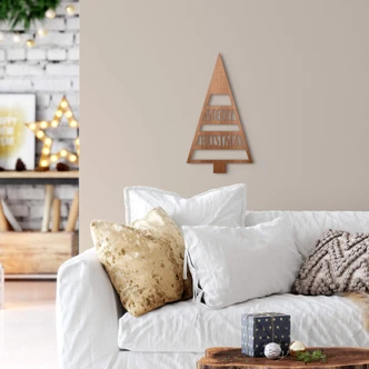 Houten Wanddecoratie Mahoniefineer Merry Christmas - Kerst Decoratie 
