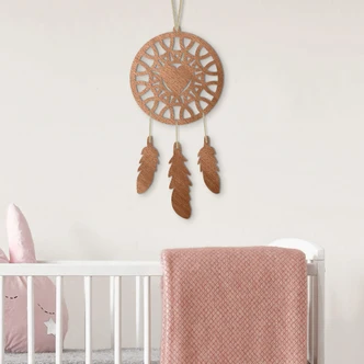 Väggdekorationer i trä mahogny - Drömfångarhjärta (4 delar) 
