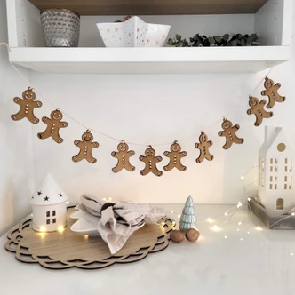 MDF Decoratie Kerst Gingerbread Mannetjes Naturel (10-delig) 