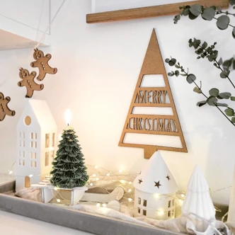 MDF Decoratie Natuur Merry Christmas - Kerst Decoratie 