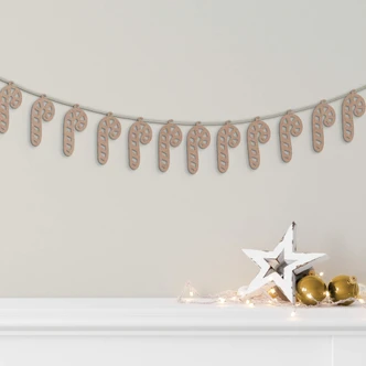 MDF Decoratie Kerst Zuurstokken (14-delig) naturel 