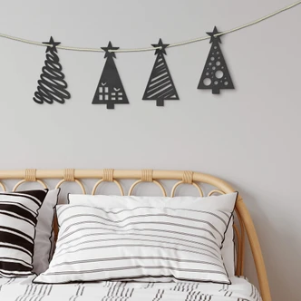 MDF Decoratie Kerst - Dennenbomen 4-delig 