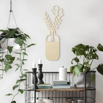 Décoration en bois placage peuplier fleurs dans un vase 