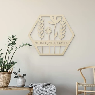 Decoro in legno - No Rain no flowers 