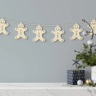 Kerstdecoratie Gingerbread Mannetjes Set van 10 - populierenhout 