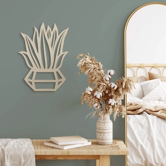 Décoration en bois placage peuplier Plante en pot diamant 