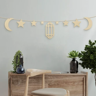 Decoro in legno Ramadan Set - Luna stelle lanterna 
