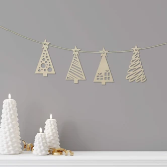 Kerstdecoratie Dennenbomen Set van 4 - populierenhout 