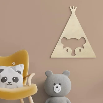 Wanddecoratie Populierenhout Tipi - Beer 