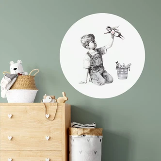 Zelfklevende Wandcirkel Banksy - Real Hero 