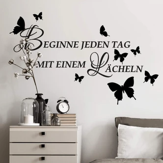 Wandtattoo Beginne jeden Tag mit einem Lächeln 